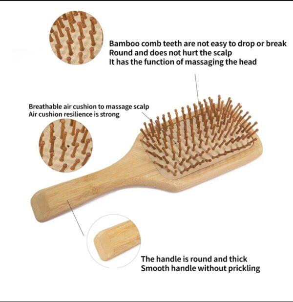 Eco-Friendly Bamboo Wooden Hair Brush – Organic & Gentle Detangler